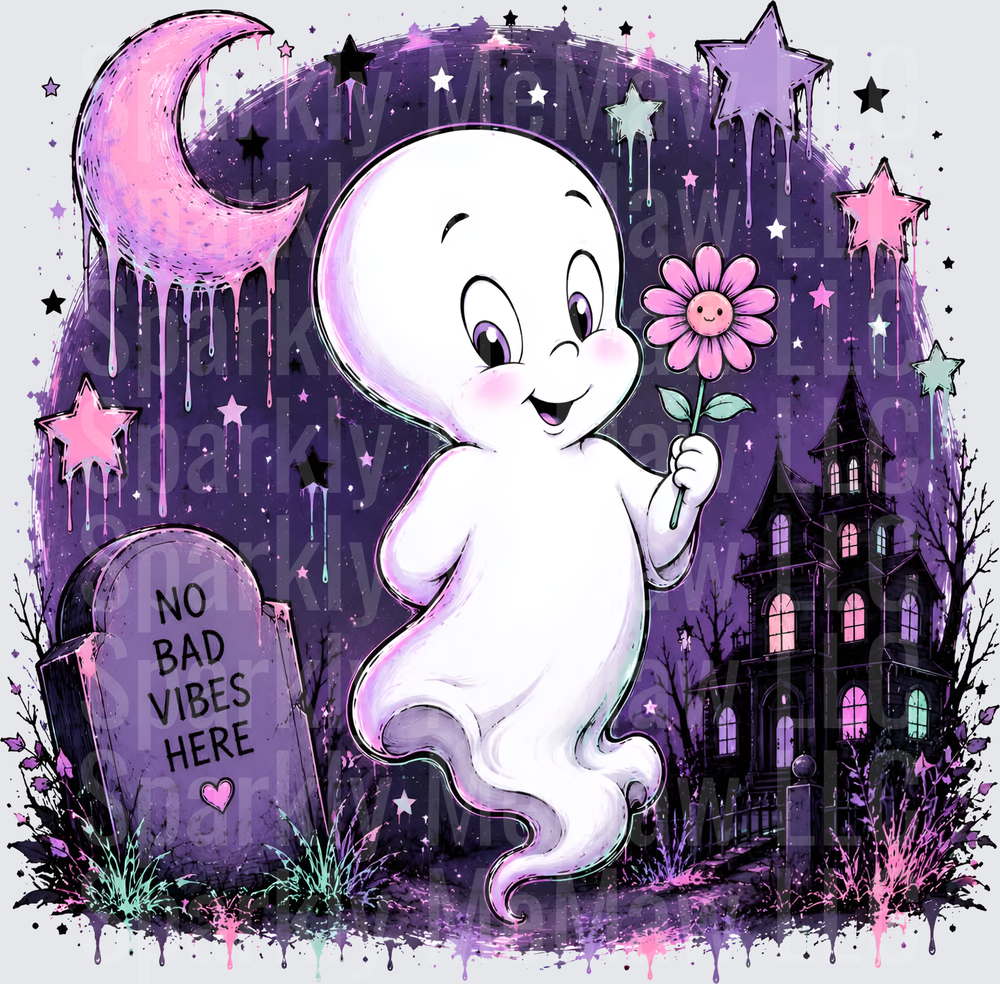 Casper No Bad Vibes Here UV DTF Decal