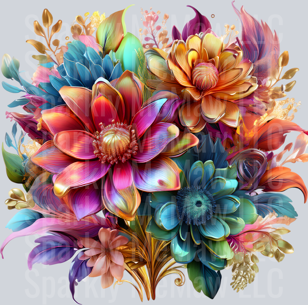 jewel tone floral clipart (171) UV DTF Decal