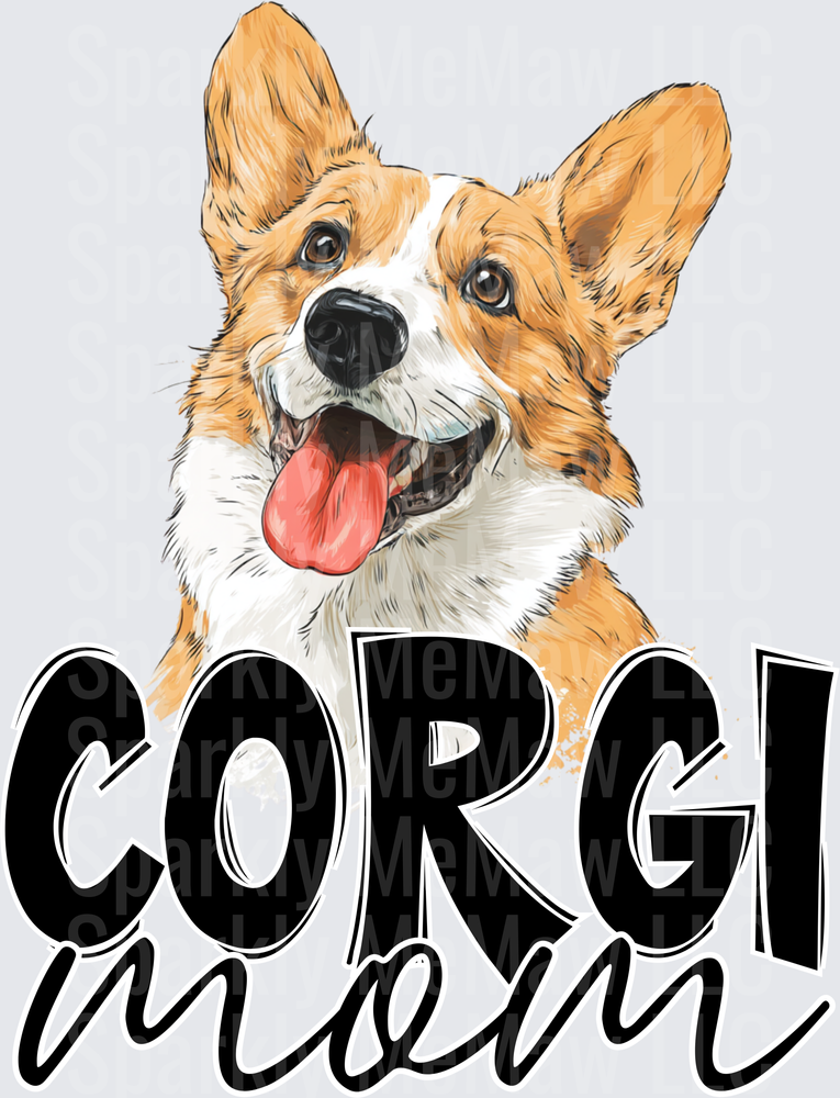 Corgi Mom Happy Dog with Tongue Out UV DTF Decal