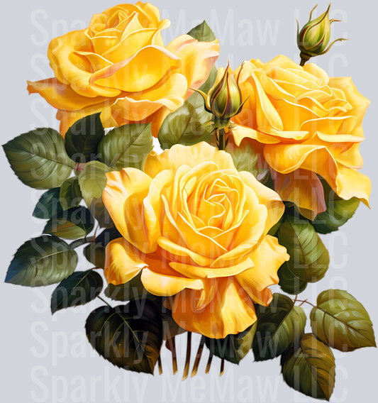 Realistic yellow rose 9 Clip Art UV DTF Decal