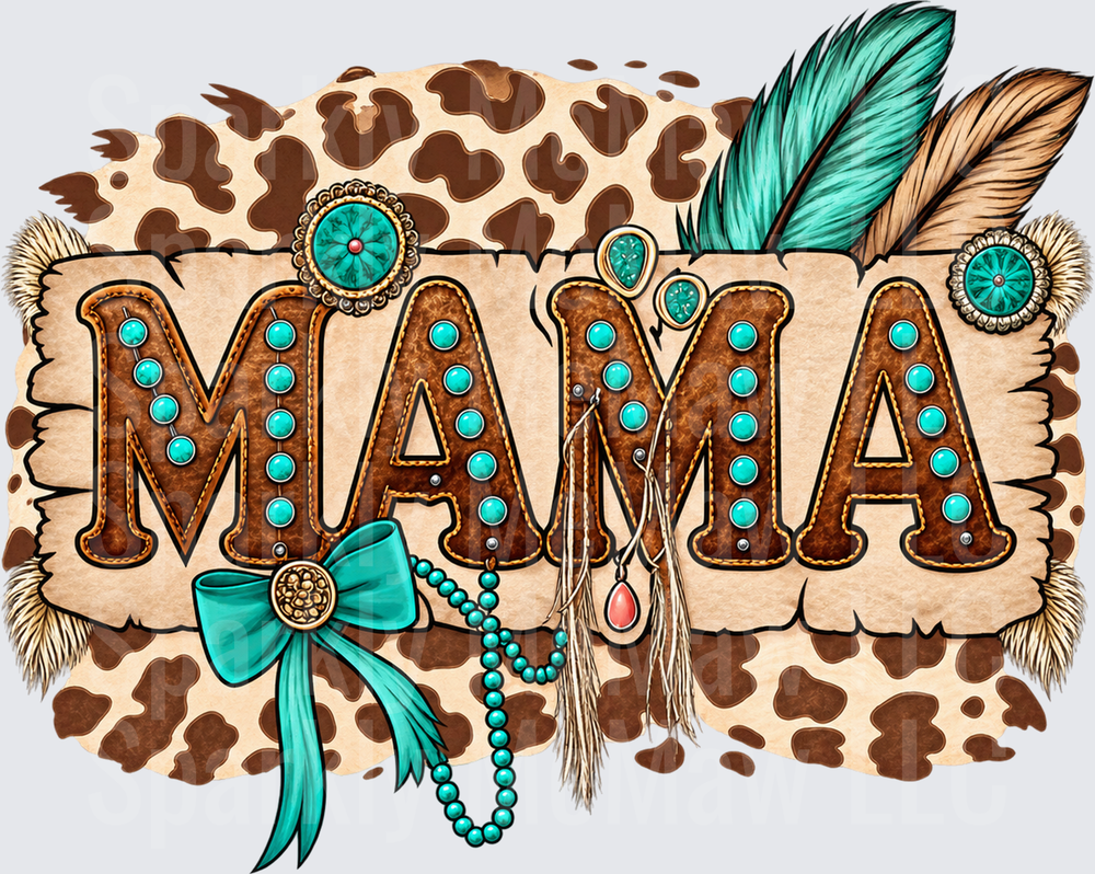 Boho Western Mama Leopard Design is a DTF Transfer for Fabrics