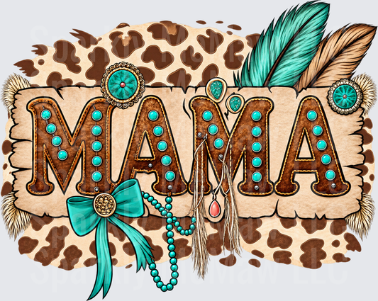 Boho Western Mama Leopard Design is a DTF Transfer for Fabrics
