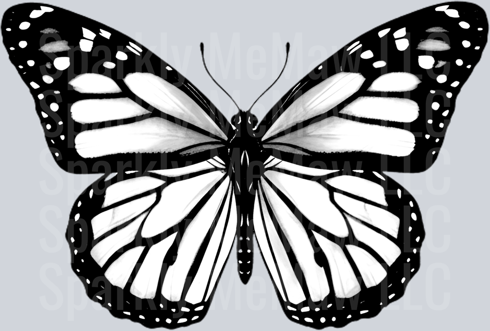 Black and White Monarch Butterfly UV DTF Decal