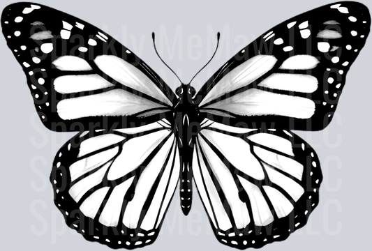 Black and White Monarch Butterfly UV DTF Decal