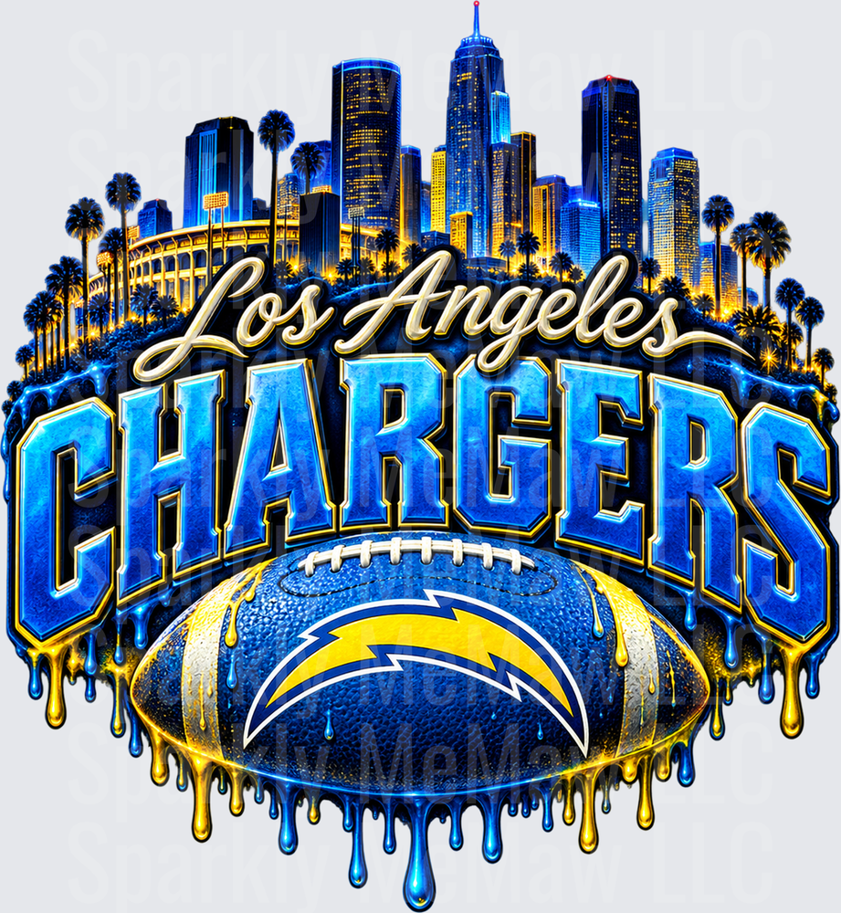 Los Angeles Chargers Skyline Drip UV DTF Decal