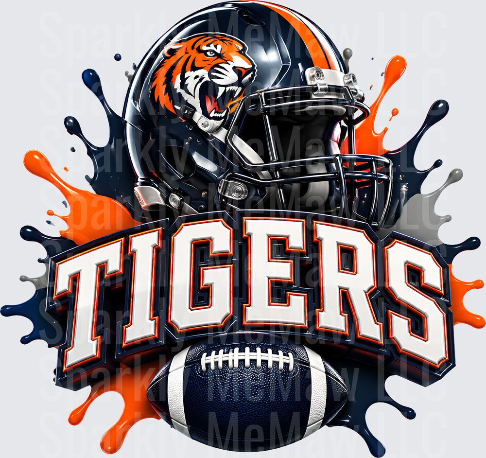 Tigers Football Helmet Splash UV DTF Decal