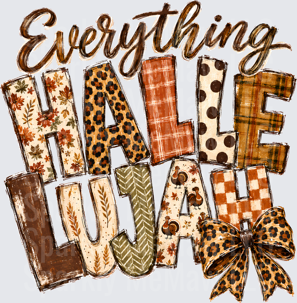 Everything Hallelujah Fall Thanksgiving UV DTF Decal
