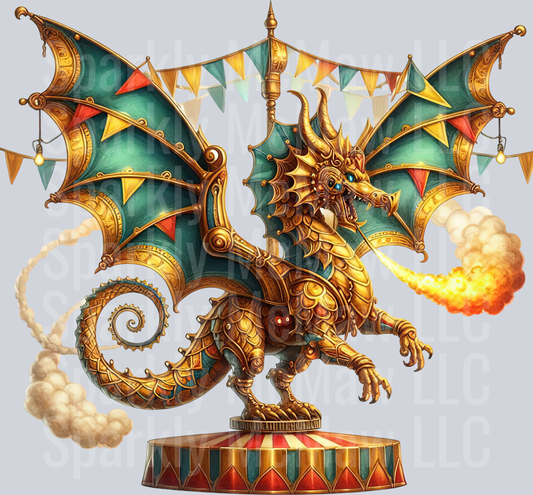23 Steampunk Dragon UV DTF Clip Art Decal