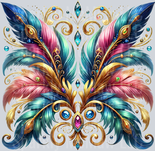 2 Fancy Feathers UV DTF Clip Art Decal