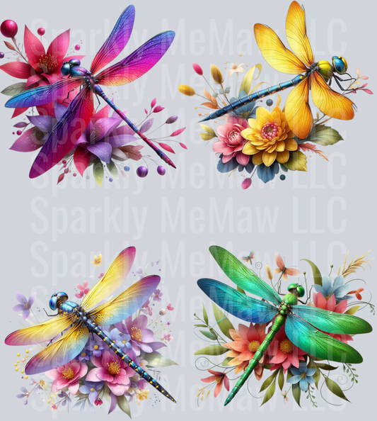 Vibrant DragonFlies UV DTF Element Sheet