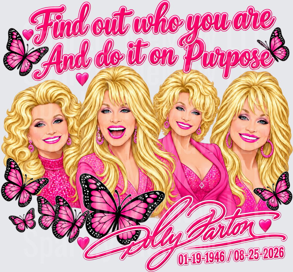Dolly Parton Pink Butterfly Quote UV DTF Decal