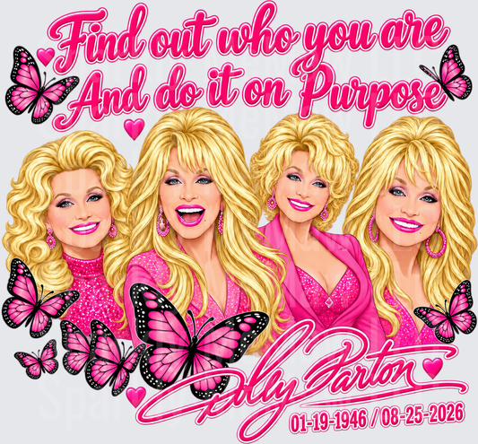 Dolly Parton Pink Butterfly Quote UV DTF Decal