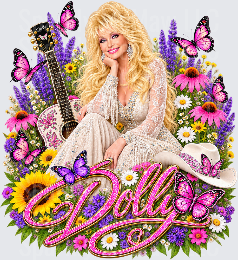 Dolly Parton Floral Butterfly Garden is a UV Decal Decal