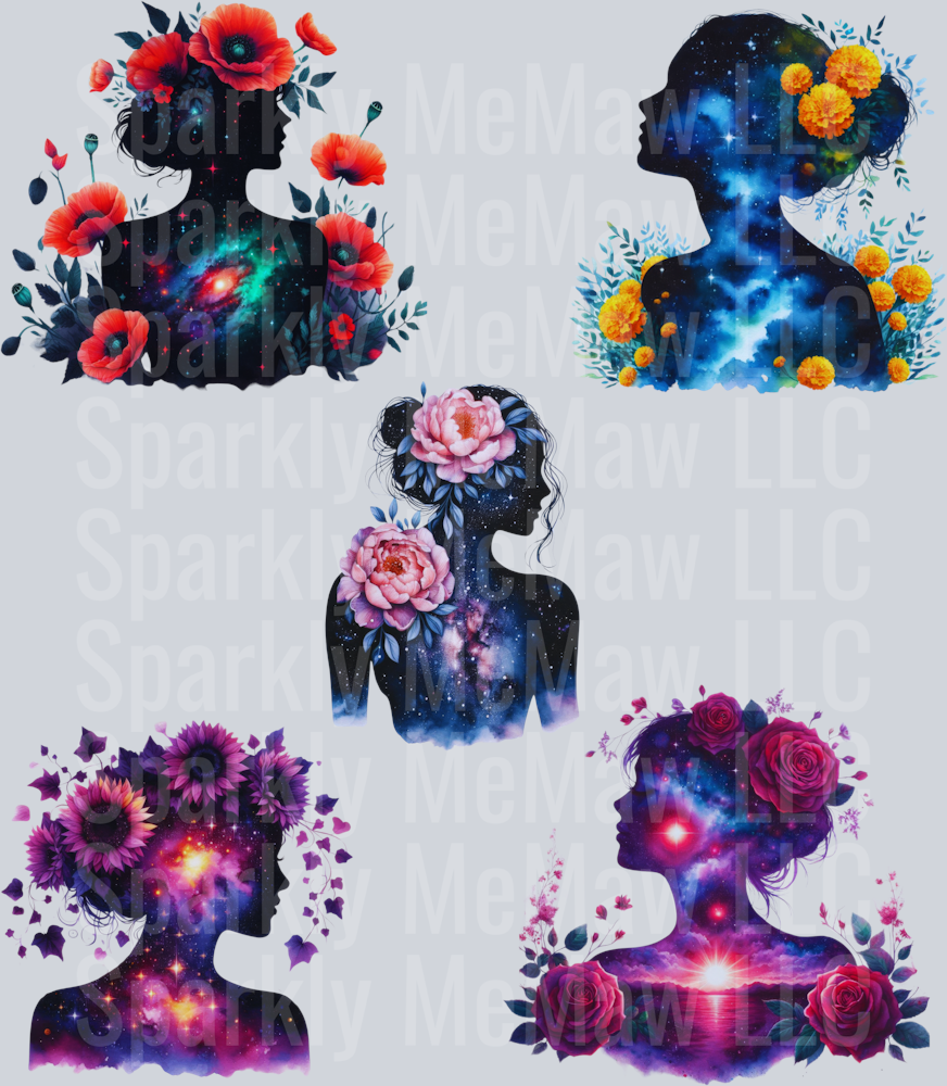 Floral.Lady.UV DTF Element Sheet