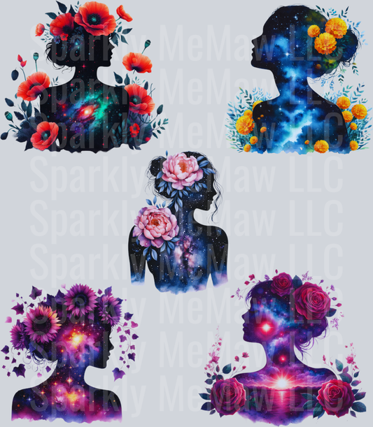 Floral.Lady.UV DTF Element Sheet