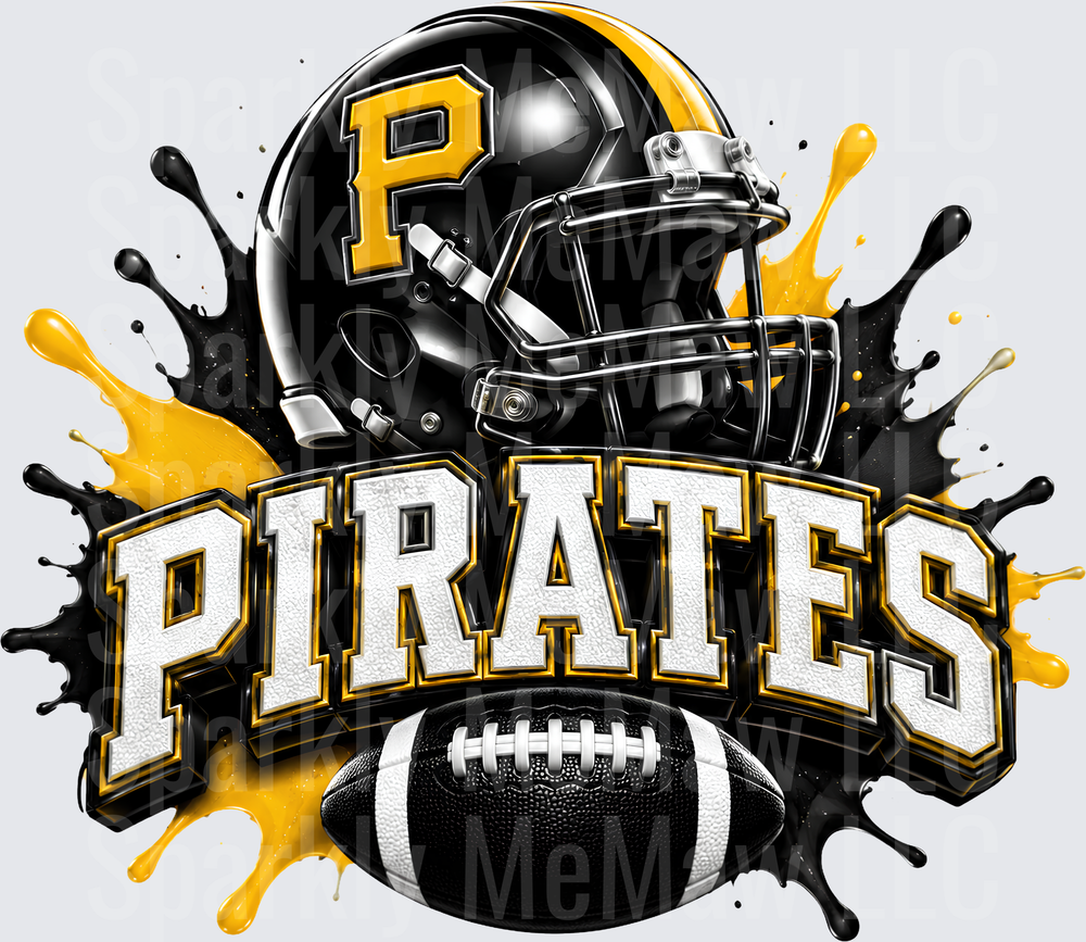 Pirates Football Helmet Splash UV DTF Decal
