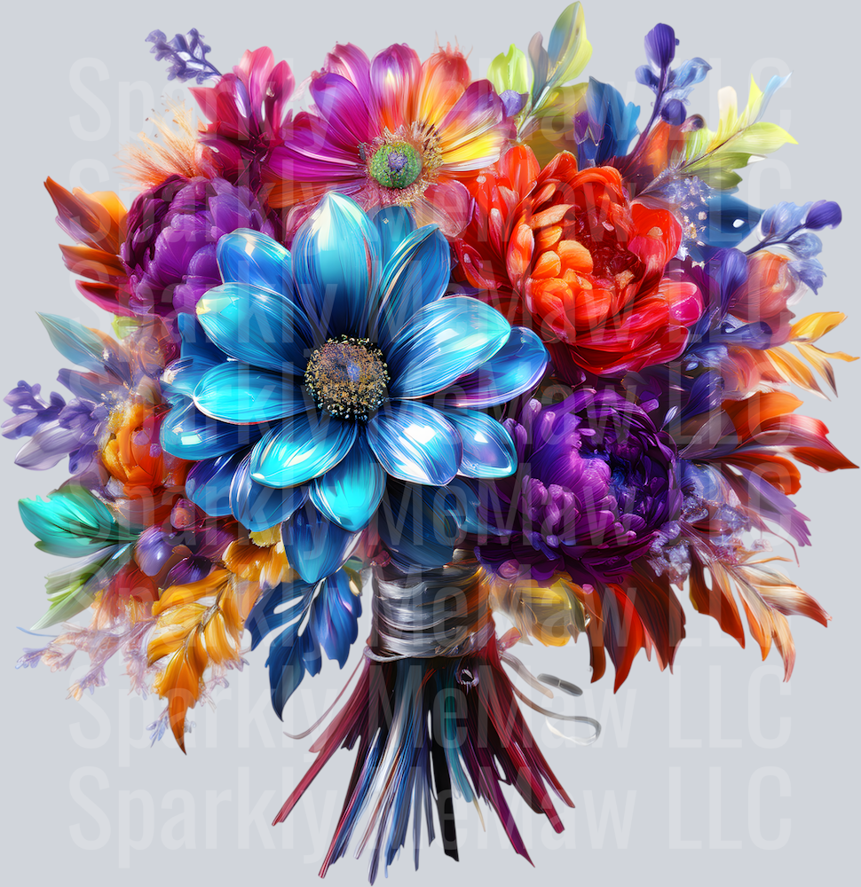 jewel tone floral clipart (153) UV DTF Decal