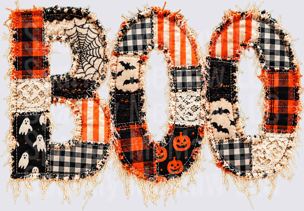 BOO Halloween Patchwork Quilt UV DTF Decal