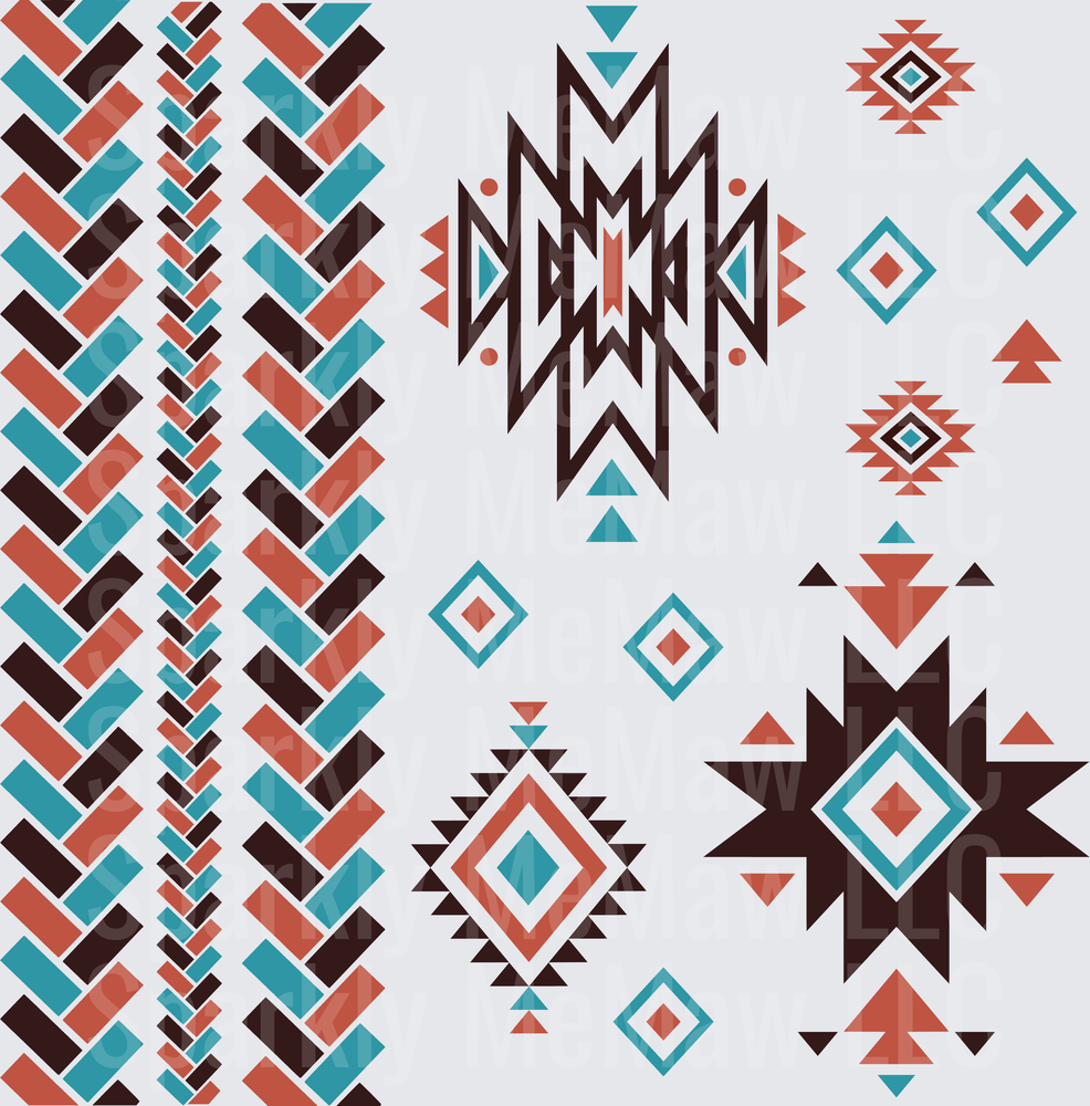 Southwestern Aztec Tribal Pattern Elements 10x10 inch sheet
