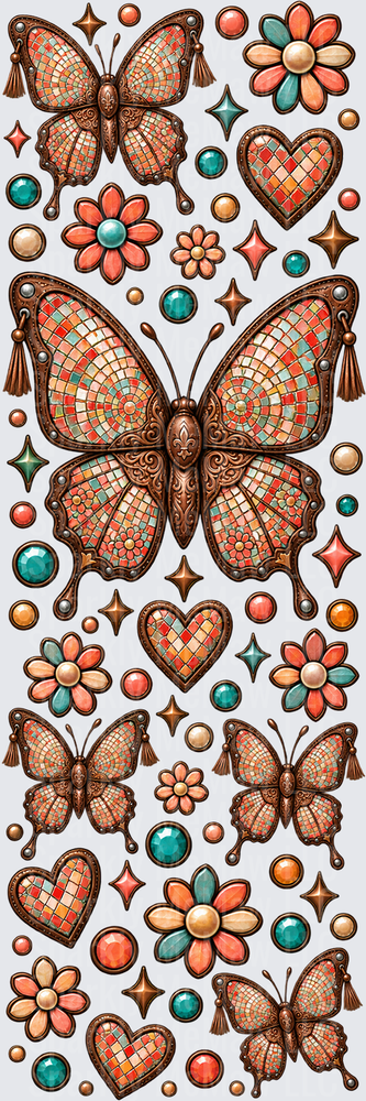 Mosaic Butterfly Floral Sheet is a UV DTF Pen Wrap