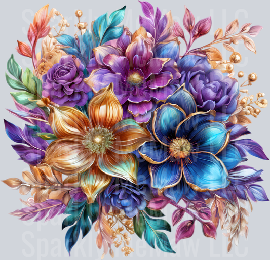 jewel tone floral clipart (79) UV DTF Decal