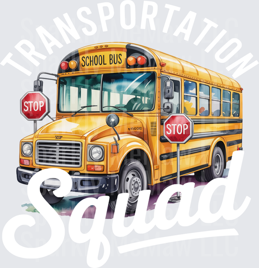 Yellow School Bus with Extended Stop Sign Arms DTF Transfer for Fabric