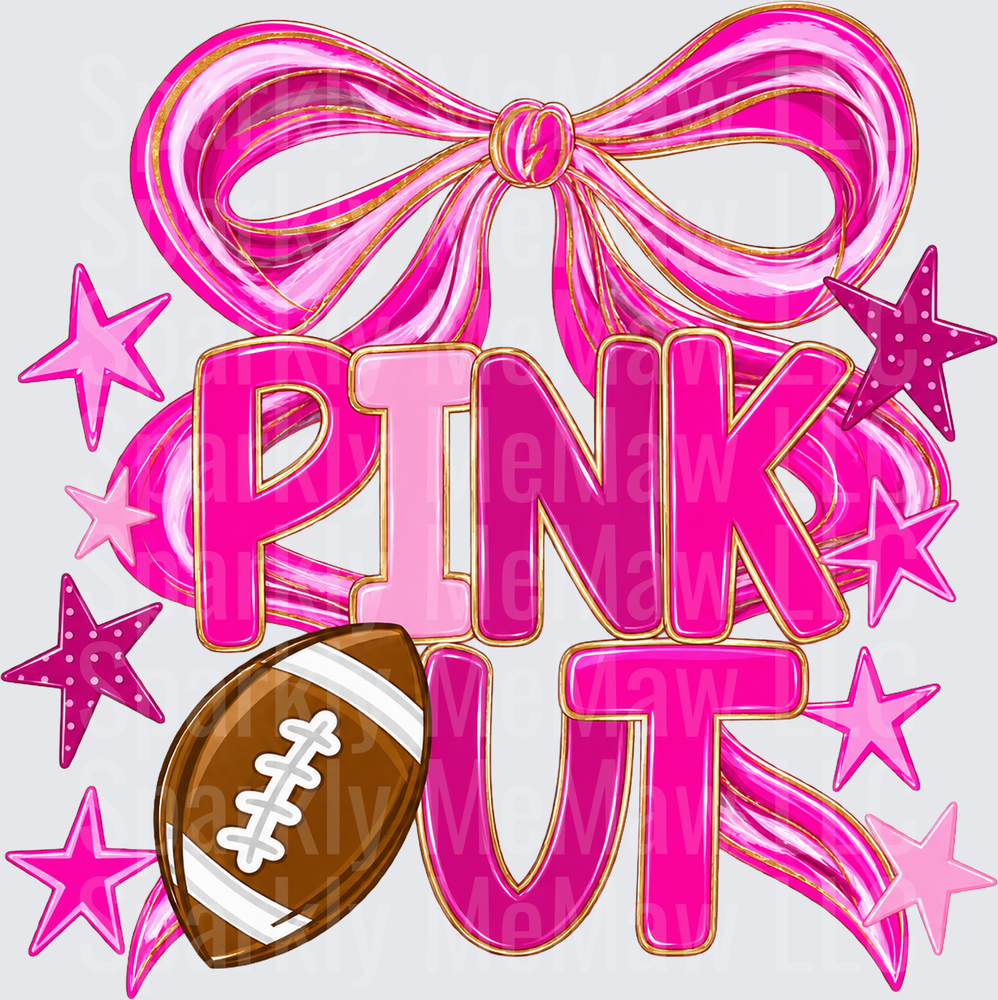 Pink Out Football Bow Stars UV DTF Decal