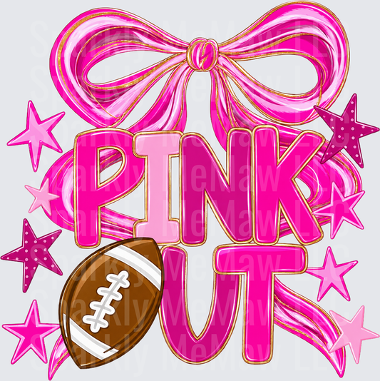 Pink Out Football Bow Stars UV DTF Decal