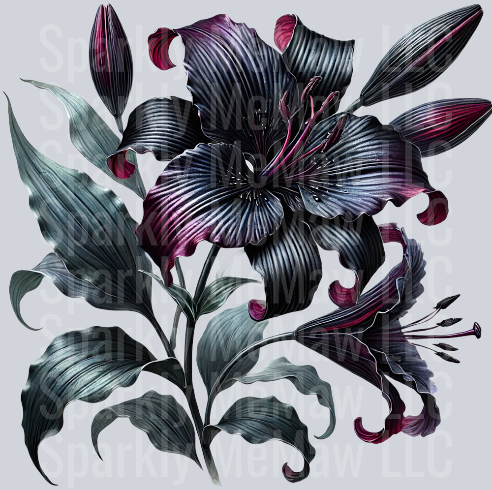 15 Gothic Flowers Clip Art UV DTF Decal