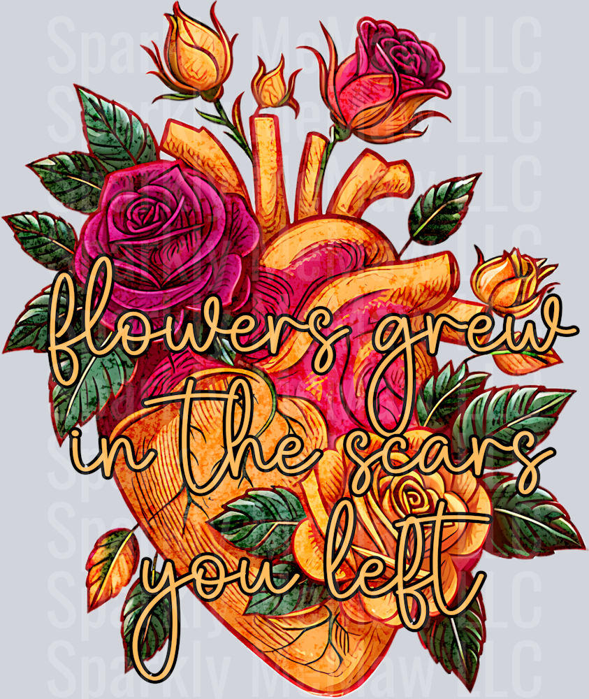 Flowers grew UV DTF DECAL SET 5 AND 4 INCH