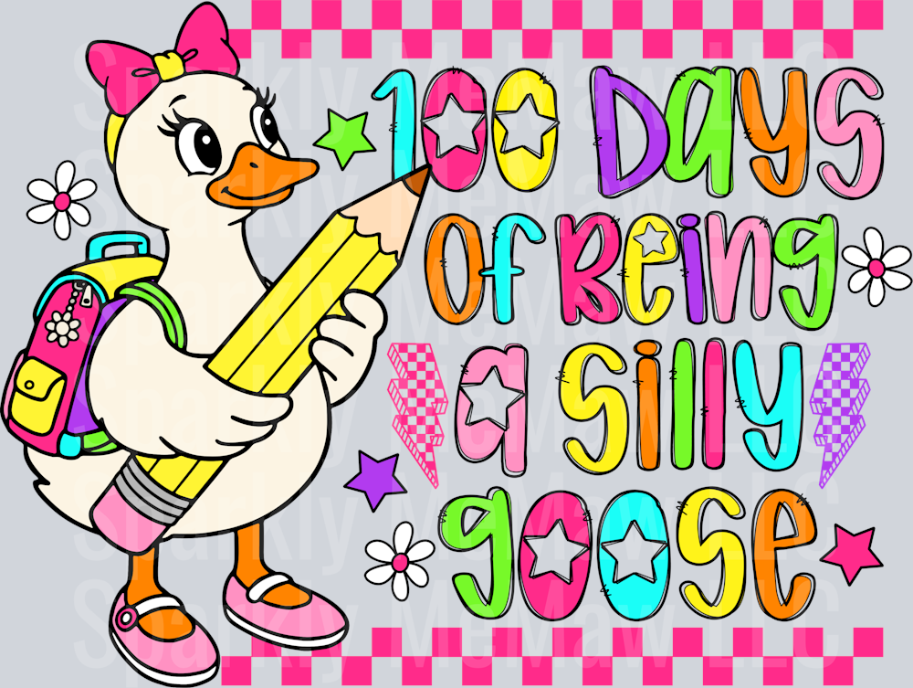 100 days of being a silly goose Girl UV DTF Decal (printed in width)