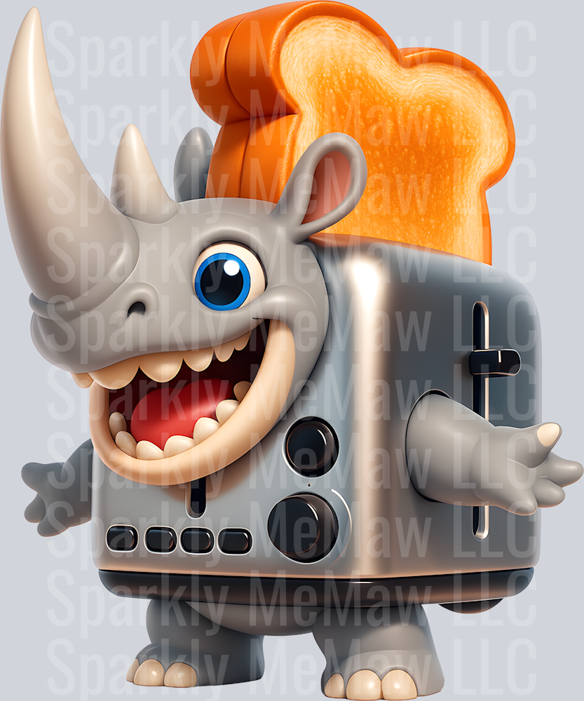 Rhino Toasterino Brain Rot UV DTF Decal
