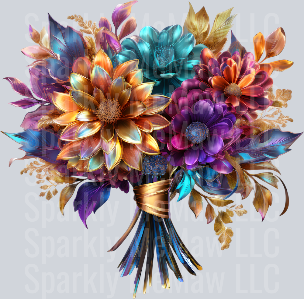 jewel tone floral clipart (53) UV DTF Decal