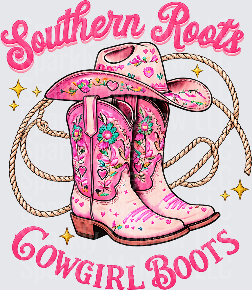 Southern Roots Cowgirl Boots UV DTF DECAL (HARD SMOOTH SURFACE)
