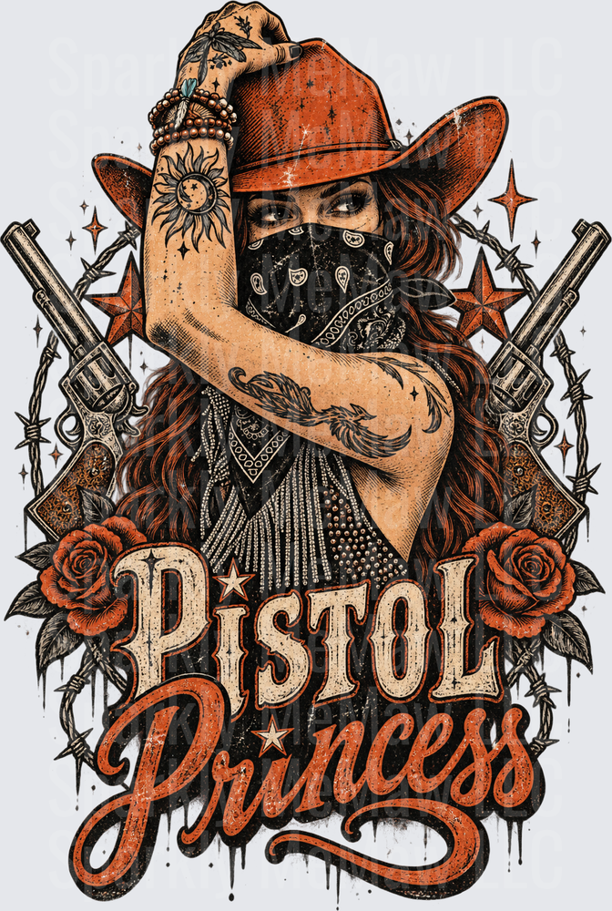 Pistol Princess Cowgirl UV DTF Decal