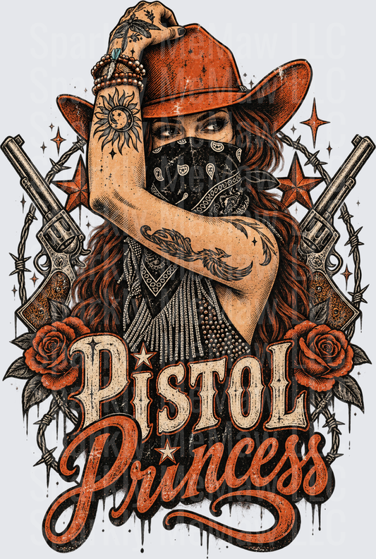Pistol Princess Cowgirl UV DTF Decal