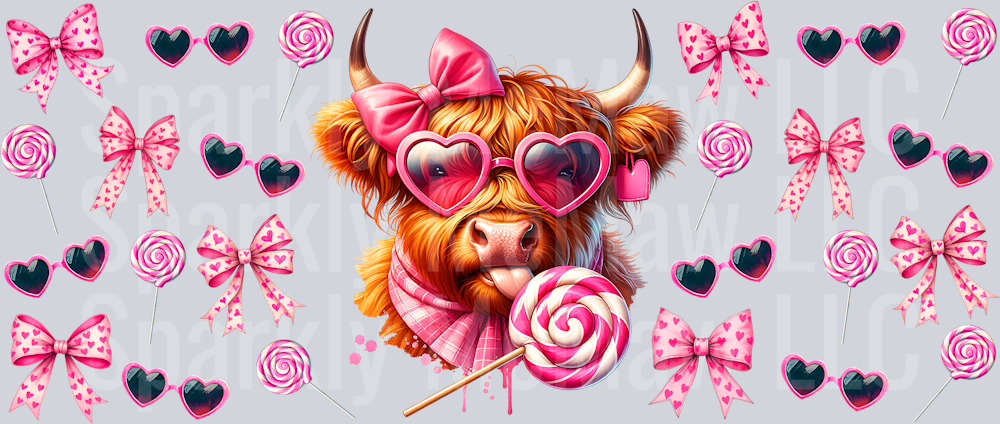 Valentine Funny cow Sucker 16 oz UV DTF Wrap