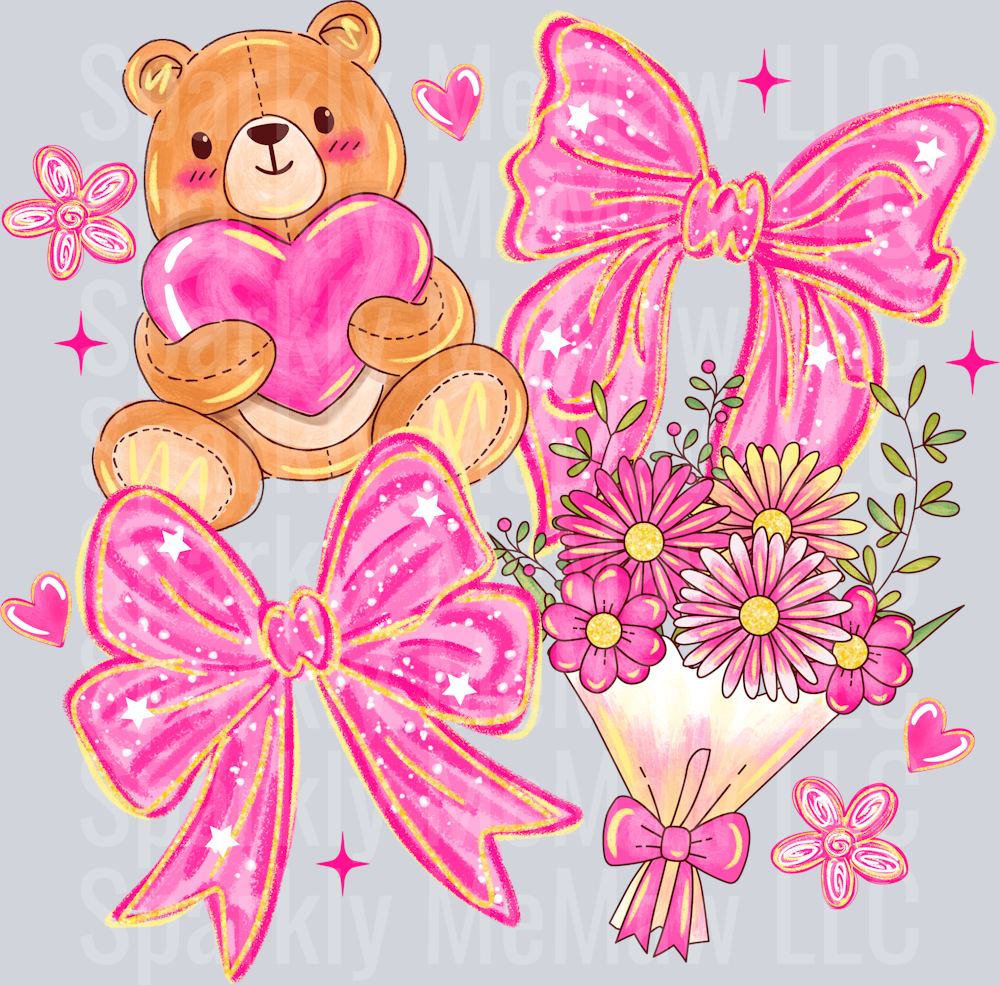 Vday Bear Coquette UV DTF Decal