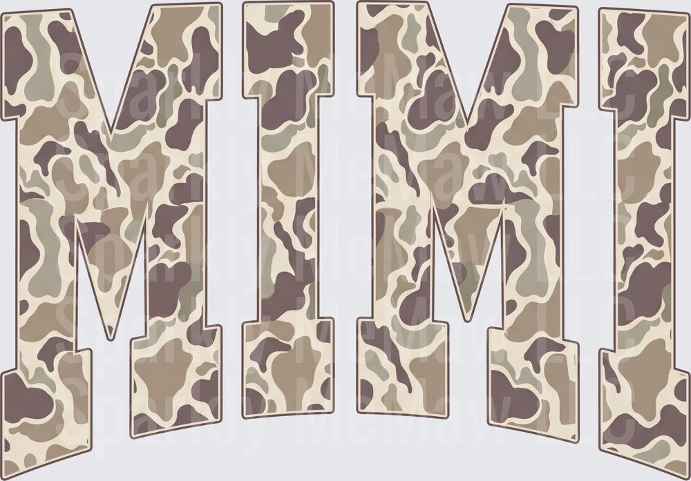 MIMI Desert Camouflage Pattern Letters UV DTF Decal