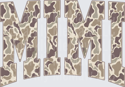 MIMI Desert Camouflage Pattern Letters UV DTF Decal