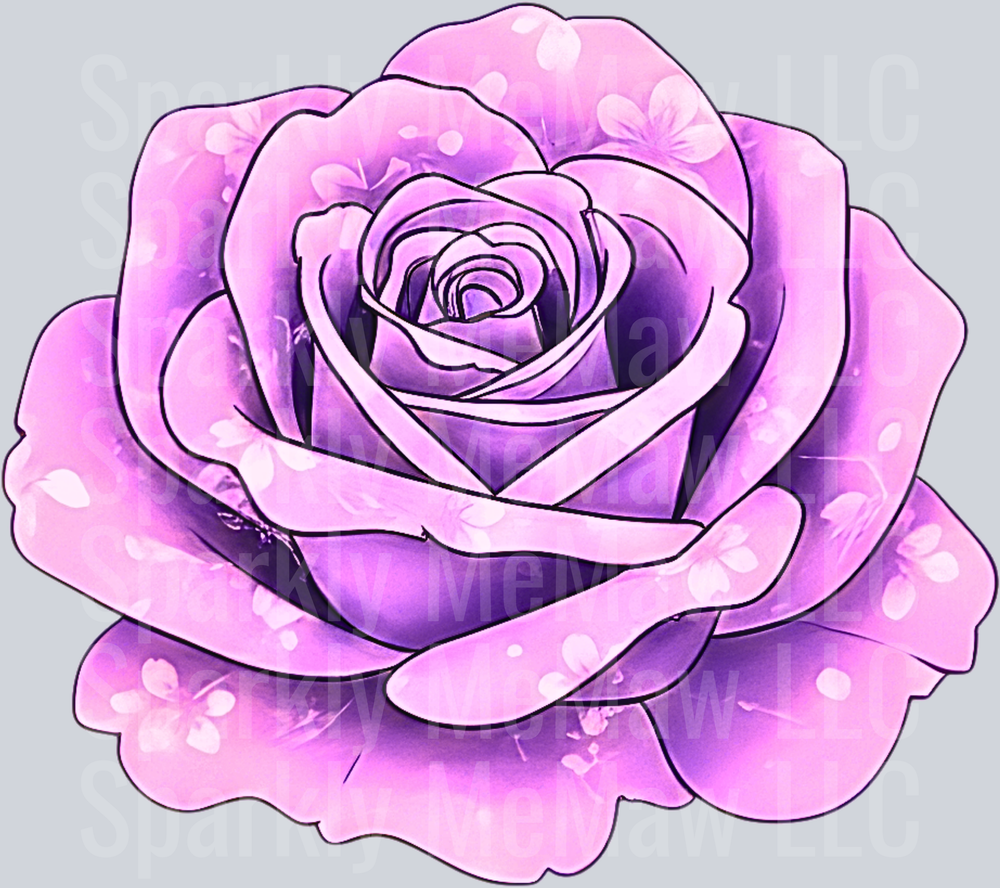 Purple Rose with Watercolor Effect UV DTF Decal