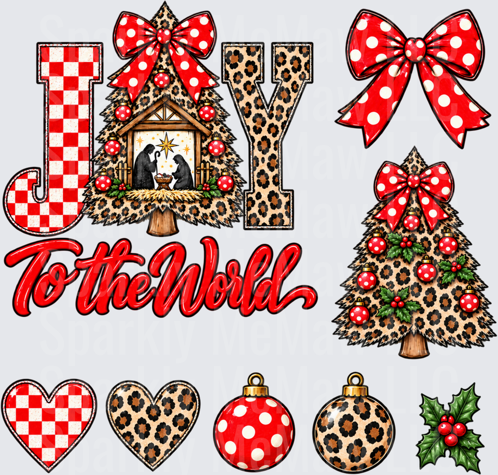 Joy To The World Leopard Christmas is a 10 inch cut and stick UV Decal Sheet