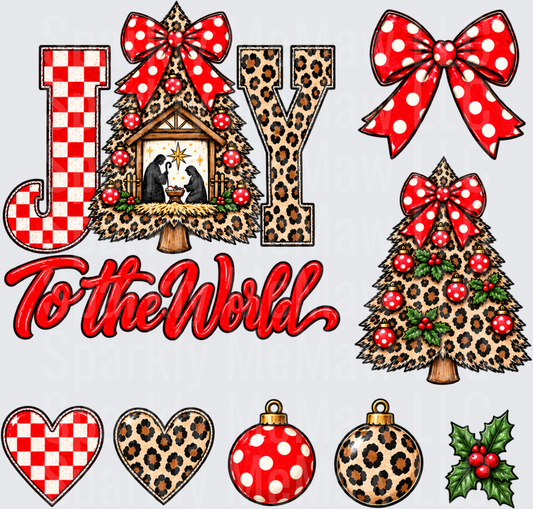 Joy To The World Leopard Christmas is a 10 inch cut and stick UV Decal Sheet