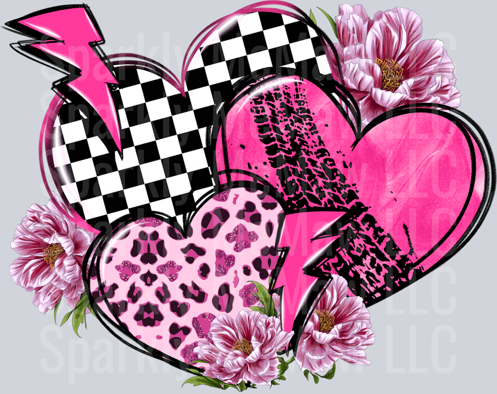 race_hearts DTF Transfer (Fabrics)