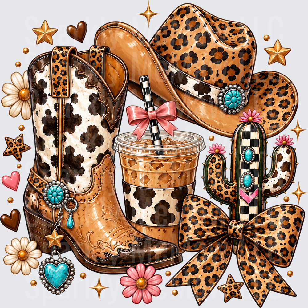 Leopard Western Cowgirl Glam UV DTF Decal