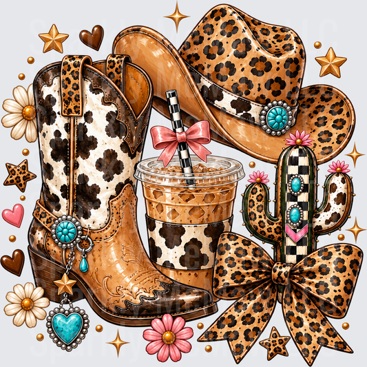 Leopard Western Cowgirl Glam UV DTF Decal