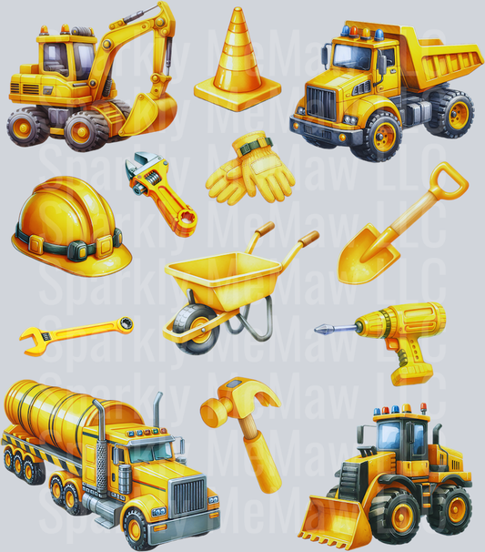 Construction UV DTF Decal Sheet