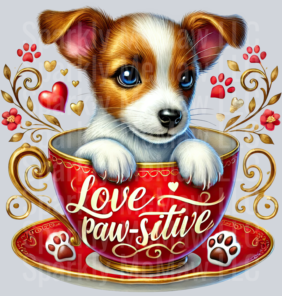 Valentines Cup Puppy  7 UV DTF Decal