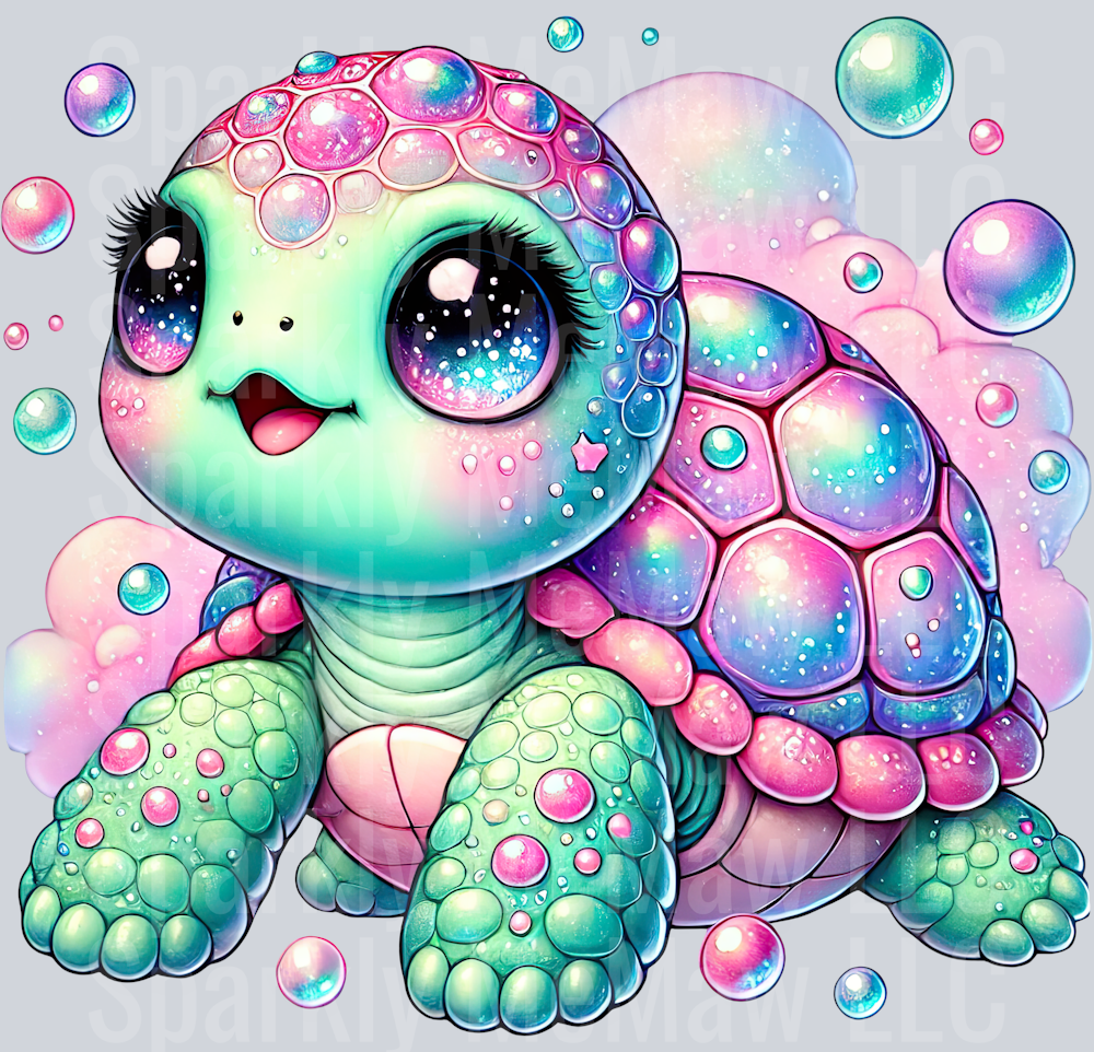 2 Colorful Turtle Clipart UV DTF Decal