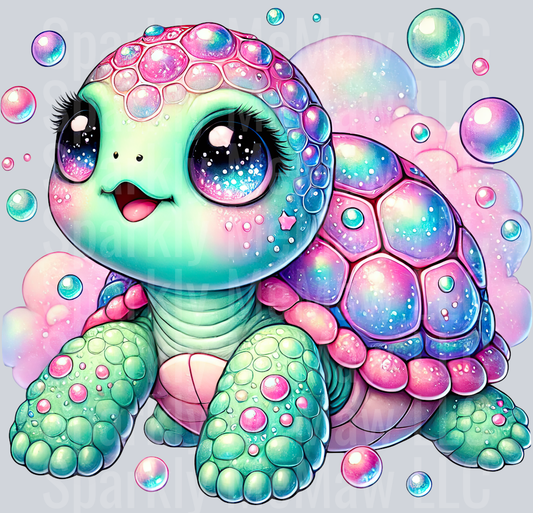2 Colorful Turtle Clipart UV DTF Decal